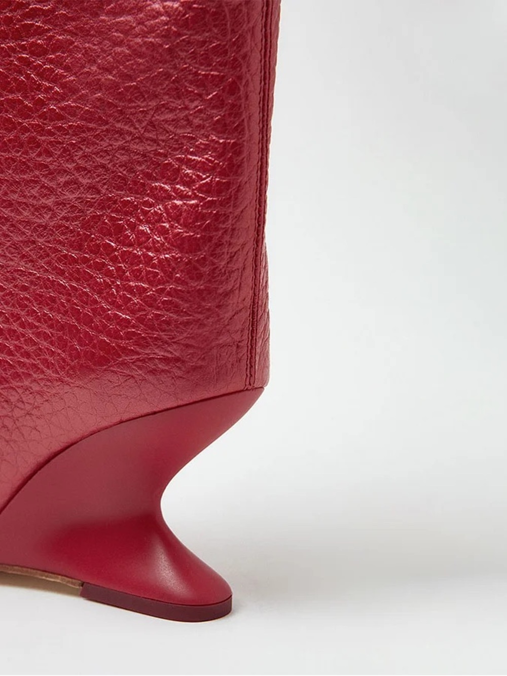 New! Miista Salima Red leather Peep-Toe Sculptural Heel Knee Boots - Picture 7 of 7